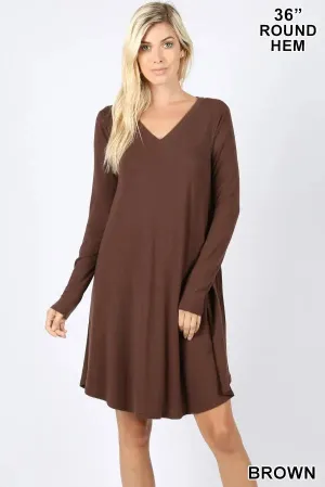 Zenana premium   RD-1403P-II V NECK POCKET PREMIUM FABRIC A-line Dress!